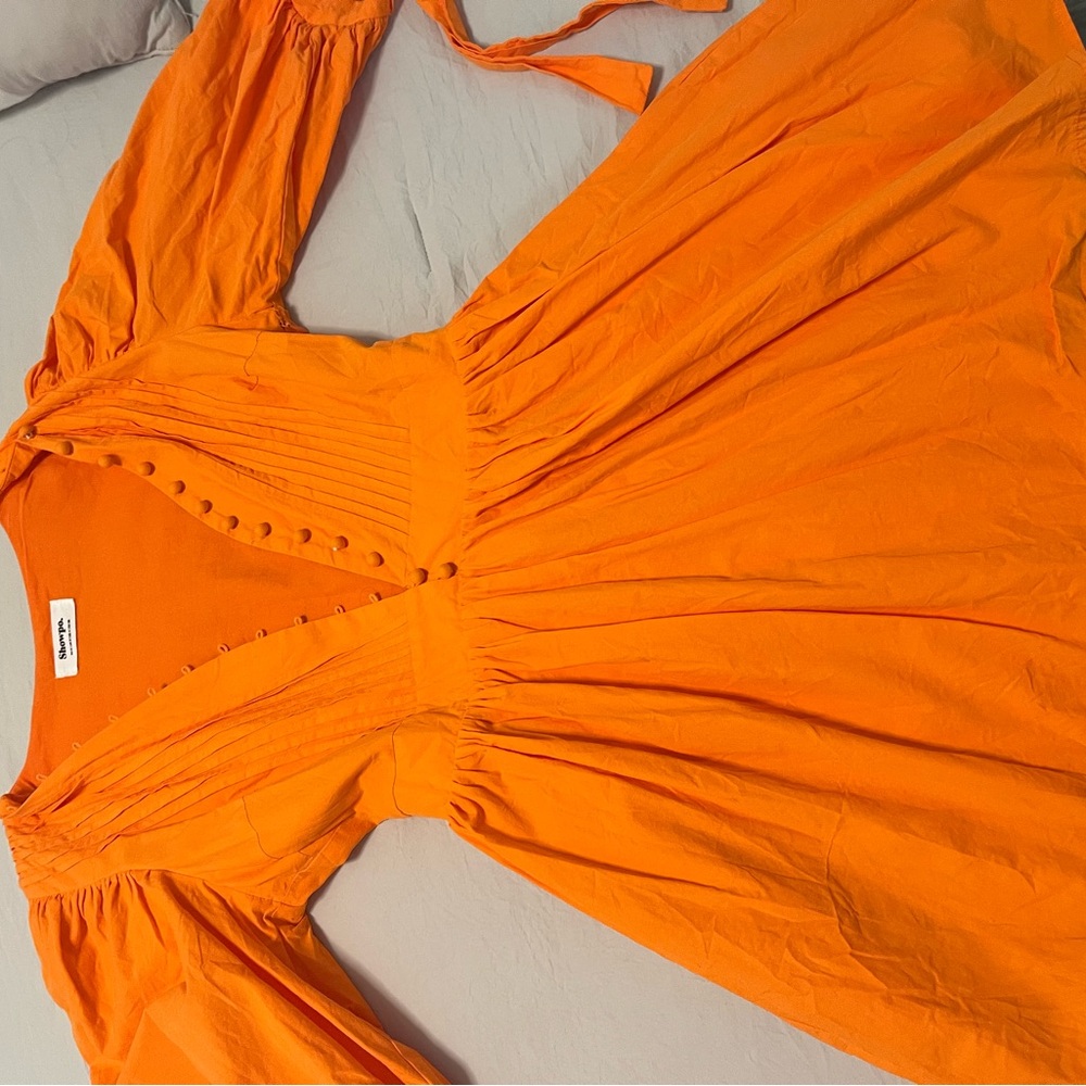 Zara Orange Button-Front Dress